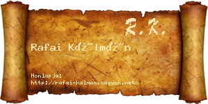 Rafai Kálmán névjegykártya